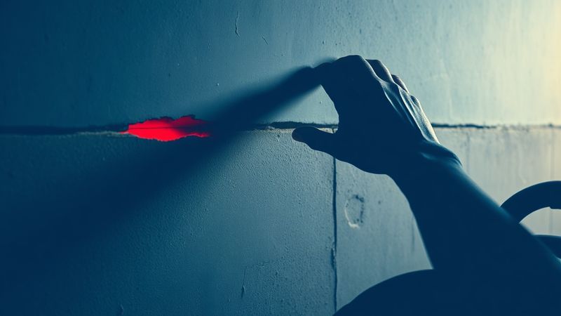 dada photomontage of mismatched architectural fragments — acoustic facades and impossible scale, Crip Minds