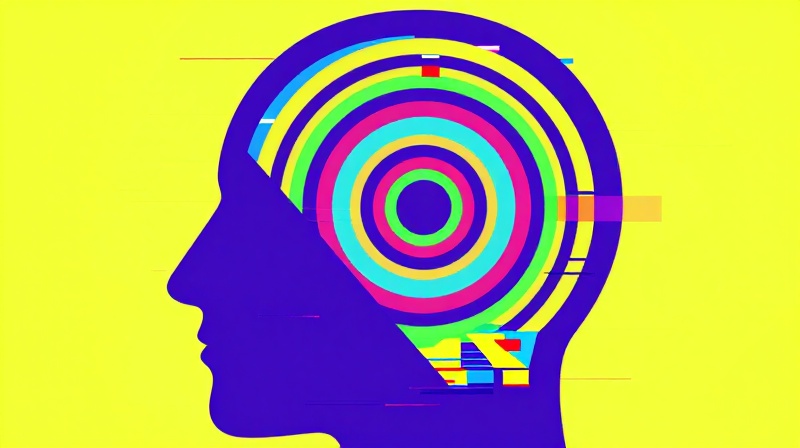 mimeograph ghost-print style image of a figure's profile in deep purple-blue with acid yellow channel separation creating RGB glitch artifact effect illustration for Pattern Recognition Is Already Here
