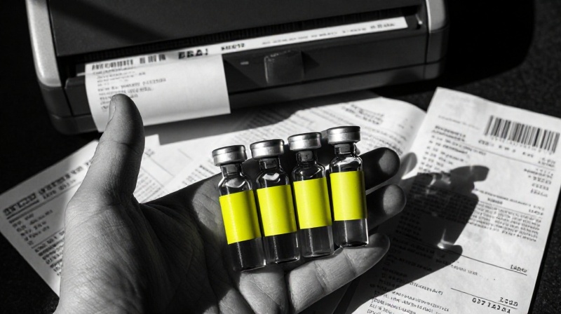 a hand holding four insulin vials arranged like bullets in a row illustration for Systems Fail in Order of Dependence