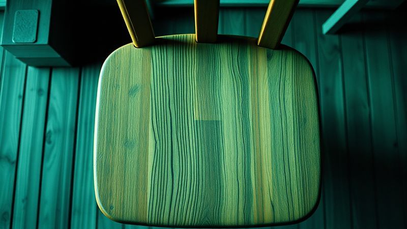 Risograph print of a wooden workshop chair photographed from directly above at an impossible angle illustration for The Arithmetic Nobody Did