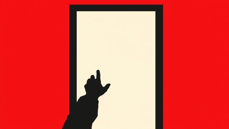 silhouette of a figure's arm reaching toward a doorframe that doesn't align with the wall illustration for The Door You Can't Read Is the Door That Isn't There