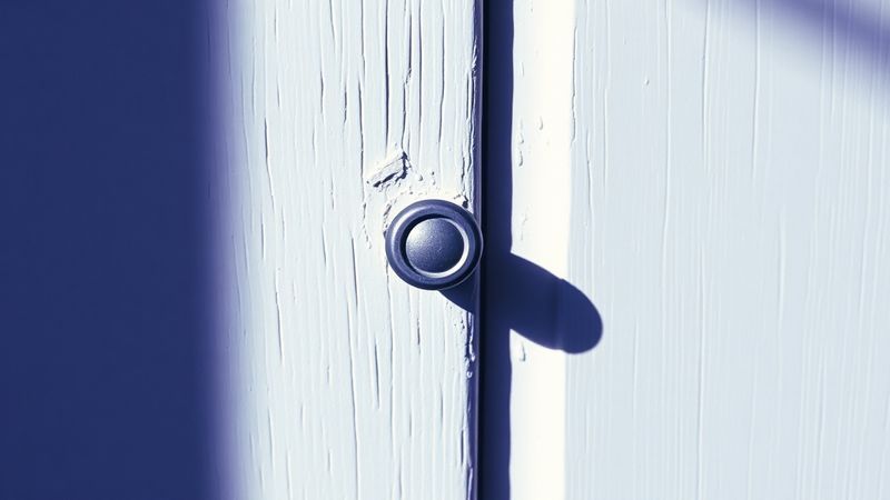 risograph print of a door surface so close you see only texture—peeling paint illustration for The Door You Can't Read Is the Door That Isn't There