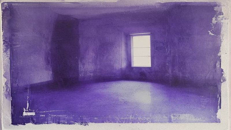 mimeograph ghost impression of a room's corner where walls meet floor illustration for The Floor Plan They Can't Read