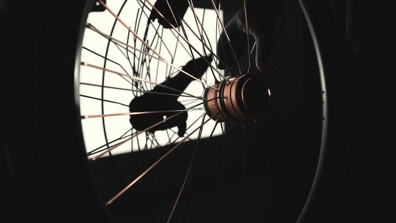 Wheelchair wheel rim in extreme foreground filling half frame illustration for The Room Was Built to Listen Back — But Only to Some